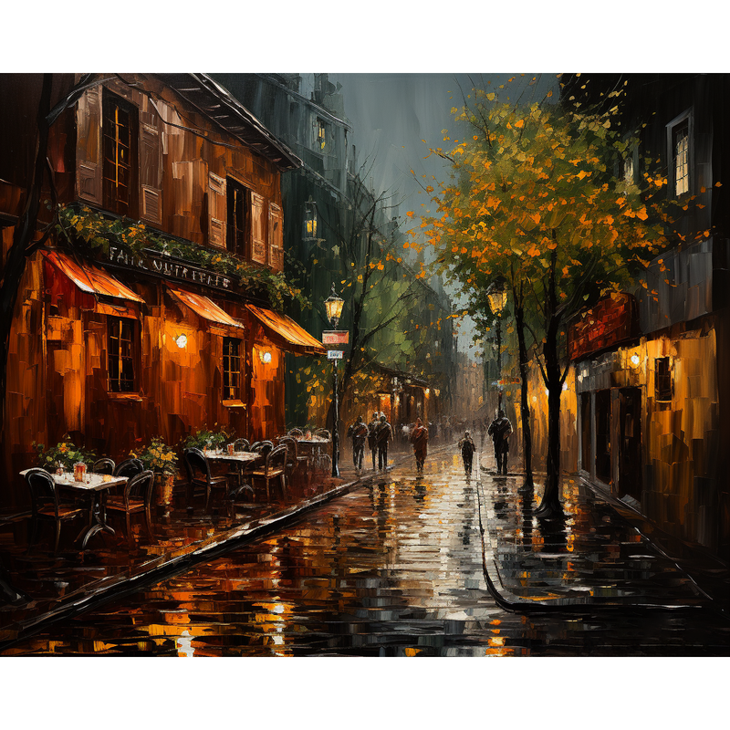 Café parisien sous la pluie