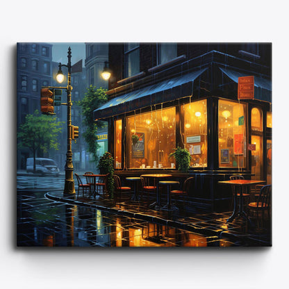 Café sous la pluie