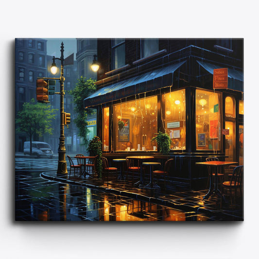 Café sous la pluie