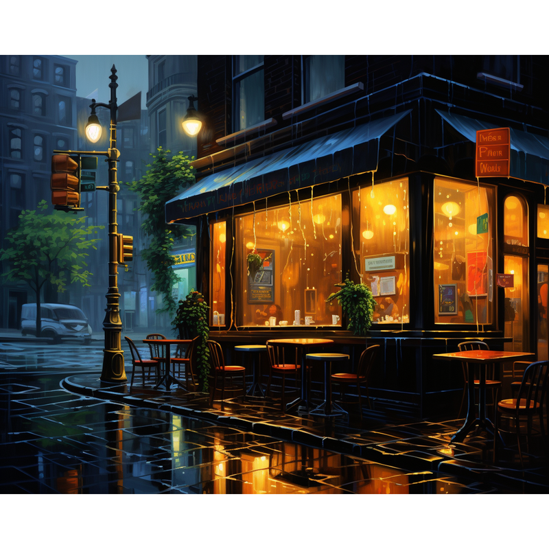Café sous la pluie