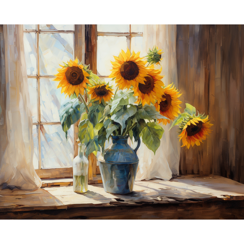 Lumière de la fenêtre aux tournesols